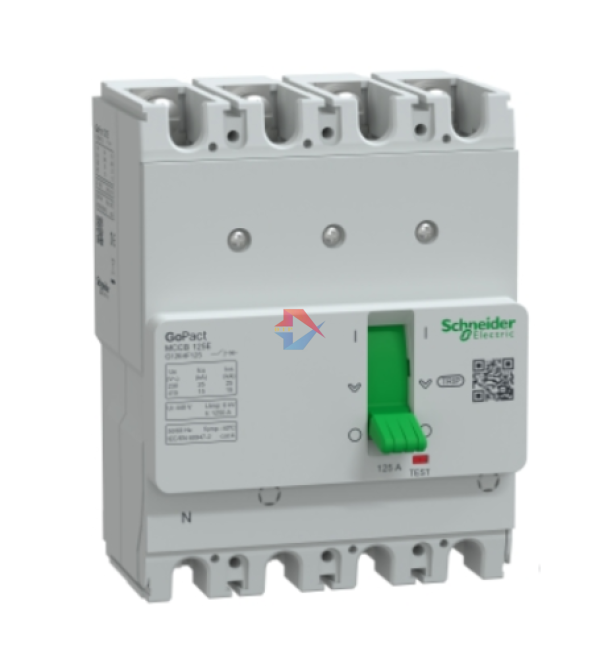 Cầu dao tự động MCCB GoPact 125E, 4P Icu=15kA @415Vac, không chỉnh định, Schneider
